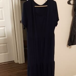 Nicole Miller Navy Blue Tiered Maxi Dress 2x